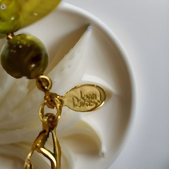 JOAN RIVERS Green & Yellow Jasper Carnelian 12mm Bead Necklace 60" Opera Aztec - Picture 4 of 8